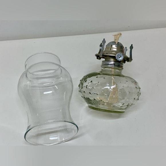 Mid Century Vintage Clear Glass Hobnail Oil Gas Lamp Lantern - Picture 16 of 16